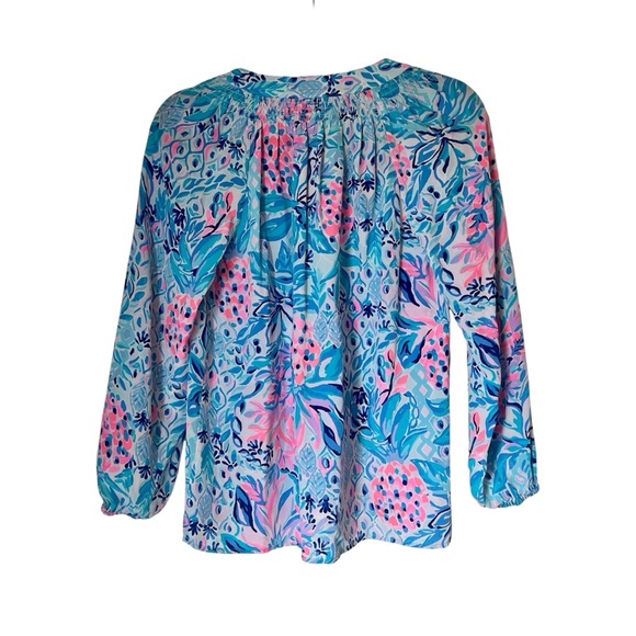 Lilly Pulitzer Elsa Silk Blouse Top Party Princess Design Small read desc - Picture 4 of 9